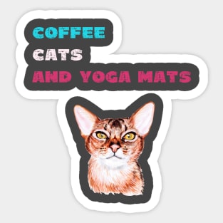 Coffee cats and yoga mats funny yoga and cat drawing Sticker